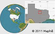 Satellite Location Map of ZIP code 76086, highlighted country, highlighted state