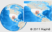 Shaded Relief Location Map of ZIP code 76086, highlighted country, highlighted state, within the entire country