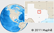Shaded Relief Location Map of ZIP code 76086, highlighted state