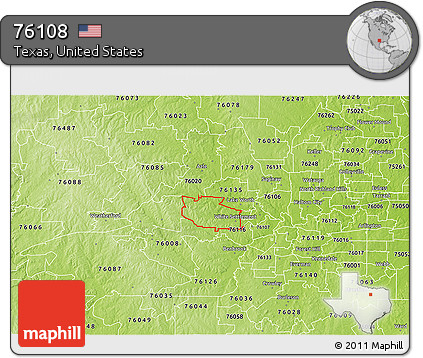 Physical 3D Map of ZIP Code 76108