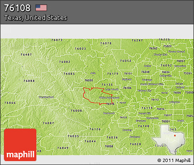 Physical 3D Map of ZIP Code 76108
