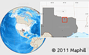 Shaded Relief Location Map of ZIP code 76209, highlighted country, highlighted state