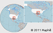 Gray Location Map of ZIP code 76210, highlighted country, highlighted state, within the entire country, hill shading