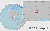 Gray Location Map of ZIP code 76210, highlighted county, hill shading