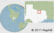 Savanna Style Location Map of ZIP code 76226, highlighted state, hill shading
