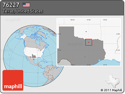 Gray Location Map of ZIP Code 76227, highlighted country, highlighted state