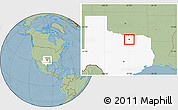 Savanna Style Location Map of ZIP code 76227, highlighted state, hill shading