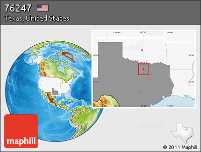Physical Location Map of ZIP Code 76247, highlighted country, highlighted state