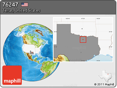 Physical Location Map of ZIP Code 76247, highlighted country, highlighted state