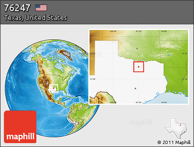 Physical Location Map of ZIP Code 76247, highlighted state
