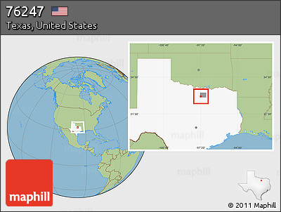 Savanna Style Location Map of ZIP Code 76247, highlighted county, highlighted state