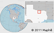 Gray Location Map of ZIP code 76249, highlighted state, hill shading