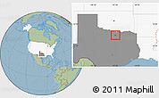 Savanna Style Location Map of ZIP code 76249, highlighted country, highlighted state, hill shading