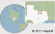 Savanna Style Location Map of ZIP code 76249, highlighted state, hill shading