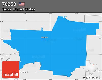Political Simple Map of ZIP Code 76258, single color outside, borders and labels
