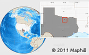 Shaded Relief Location Map of ZIP code 76259, highlighted country, highlighted state