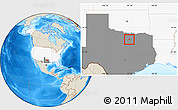 Shaded Relief Location Map of ZIP code 76262, highlighted country, highlighted state