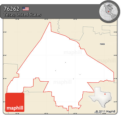 Classic Style Simple Map of ZIP Code 76262