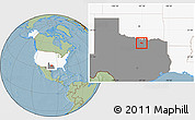 Savanna Style Location Map of ZIP code 76266, highlighted country, highlighted state, hill shading