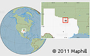 Savanna Style Location Map of ZIP code 76266, highlighted county, highlighted state, hill shading