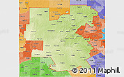 Physical 3D Map of ZIP codes starting with 764, political shades outside