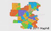 Political 3D Map of ZIP codes starting with 764, cropped outside