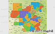 Political 3D Map of ZIP codes starting with 764, physical outside