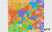 Political 3D Map of ZIP codes starting with 764, political shades outside