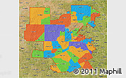 Political 3D Map of ZIP codes starting with 764, satellite outside