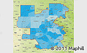 Political Shades 3D Map of ZIP codes starting with 764, physical outside