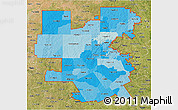 Political Shades 3D Map of ZIP codes starting with 764, satellite outside