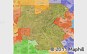 Satellite 3D Map of ZIP codes starting with 764, political shades outside