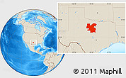 Shaded Relief Location Map of ZIP codes starting with 764