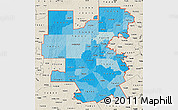 Political Shades Map of ZIP codes starting with 764, shaded relief outside
