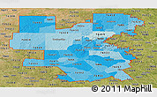 Political Shades Panoramic Map of ZIP codes starting with 764, satellite outside