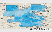Political Shades Panoramic Map of ZIP codes starting with 764, shaded relief outside