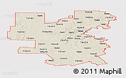 Shaded Relief Panoramic Map of ZIP codes starting with 764, cropped outside