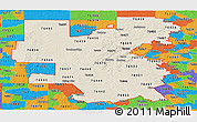 Shaded Relief Panoramic Map of ZIP codes starting with 764, political outside
