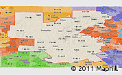 Shaded Relief Panoramic Map of ZIP codes starting with 764, political shades outside