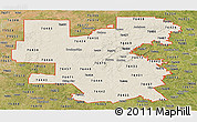 Shaded Relief Panoramic Map of ZIP codes starting with 764, satellite outside