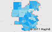 Political Shades Simple Map of ZIP codes starting with 764, cropped outside