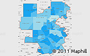 Political Shades Simple Map of ZIP codes starting with 764, single color outside, borders and labels