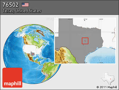 Physical Location Map of ZIP Code 76502, highlighted country, highlighted state