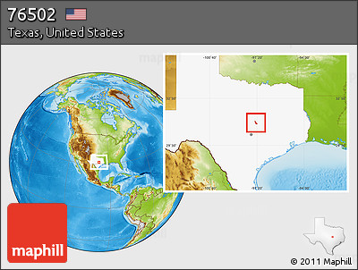 Physical Location Map of ZIP Code 76502, highlighted state