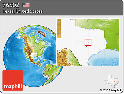 Physical Location Map of ZIP Code 76502, highlighted state