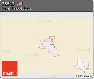Classic Style 3D Map of ZIP Code 76513, single color outside