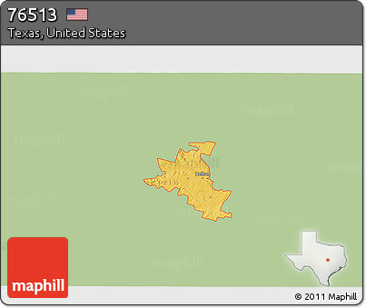 Savanna Style 3D Map of ZIP Code 76513, single color outside