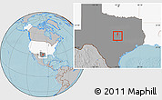 Gray Location Map of ZIP code 76548, highlighted country, highlighted state, hill shading