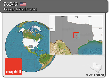 Satellite Location Map of ZIP Code 76549, highlighted country, highlighted state