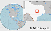 Gray Location Map of ZIP code 76554, highlighted state, hill shading